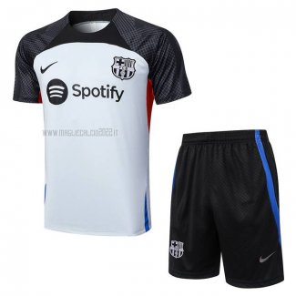 Tuta da Track del FC Barcellona Manga Corta 2023-2024 Grigio - Pantalon Corto