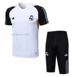 Tuta da Track del Real Madrid Manga Corta 2023-2024 Blanco - Pantalon Corto