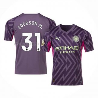 Maglia Manchester City Giocatore Ederson M. Portiere 2023-2024 Purpura