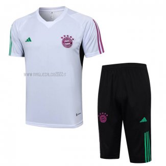 Tuta da Track del Bayern Monaco Manga Corta 2023-2024 Blanco - Pantalon Corto