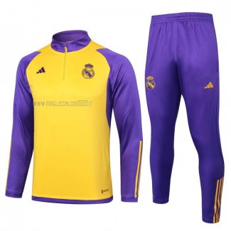 Tuta da Track de Felpa del Real Madrid Bambino 2023-2024 Giallo