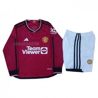 Maglia Manchester United Home Bambino Manica Lunga 2023-2024