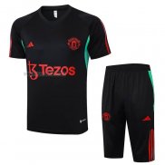 Tuta da Track del Manchester United Manga Corta 2023-2024 Nero - Pantalon Corto