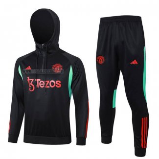 Tuta da Track de Felpa del Manchester United Bambino 2023-2024 Nero y Rosso