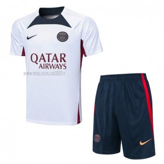 Tuta da Track del Paris Saint-Germain Manga Corta 2023-2024 Blanco - Pantalon Corto