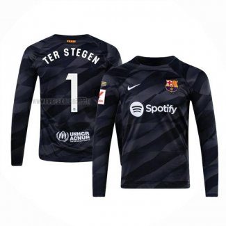 Maglia FC Barcellona Giocatore Ter Stegen Portiere Manica Lunga 2023-2024 Nero