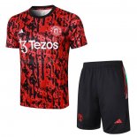 Tuta da Track del Manchester United Manga Corta 2023-2024 Rosso - Pantalon Corto