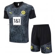 Tuta da Track del Borussia Dortmund Manga Corta 2023-2024 Nero - Pantalon Corto