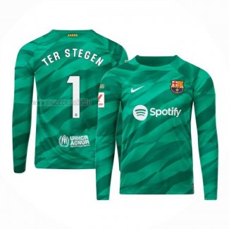 Maglia FC Barcellona Giocatore Ter Stegen Portiere Manica Lunga 2023-2024 Verde